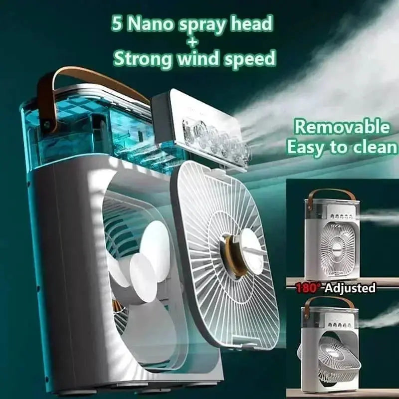 3 In 1 Summer Cooling Fan Portable Desktop Humidifier USB Mini Air Conditioners Night Light Water Mist For Home Or Office Dropshipman