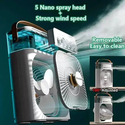 3 In 1 Summer Cooling Fan Portable Desktop Humidifier USB Mini Air Conditioners Night Light Water Mist For Home Or Office Dropshipman