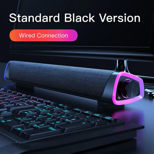 Compatible with Apple, 4D Computer Speaker Bar Stereo Sound subwoofer Bluetooth Speaker For Macbook Laptop Notebook PC Music Player Wired Loudspeaker Dropshipman