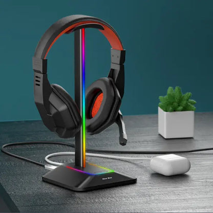 Dual Output Colorful Headwear Headset Display Rack Data Transmission Headphone Holder RGB Luminous Gaming Dropshipman