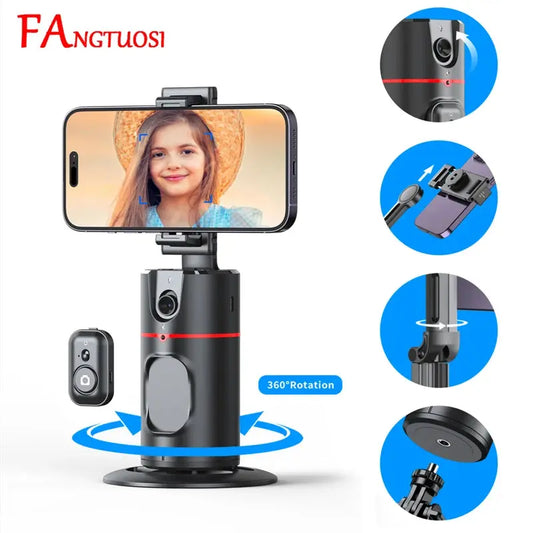 FANGTUOSI 2023 New 360 Rotation Gimbal Stabilizer Selfie Stick Monopod Desktop tracking gimbal PTZ For Tiktok Smartphone live Dropshipman