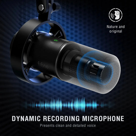 FIFINE Dynamic USB/XLR Microphone with Gain Knob/Touch-mute/Headphone Jack,Recording Mic for PC Sound Card Streaming-K688W White Dropshipman