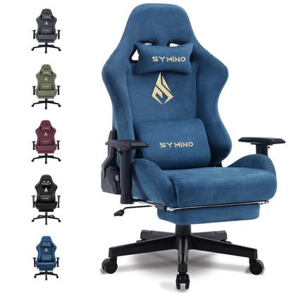 Silla para juegos Symino, silla ergonómica para jugadores con reposapiés, silla para PC transpirable con cojín lumbar ajustable, cojín para reposacabezas eprolo