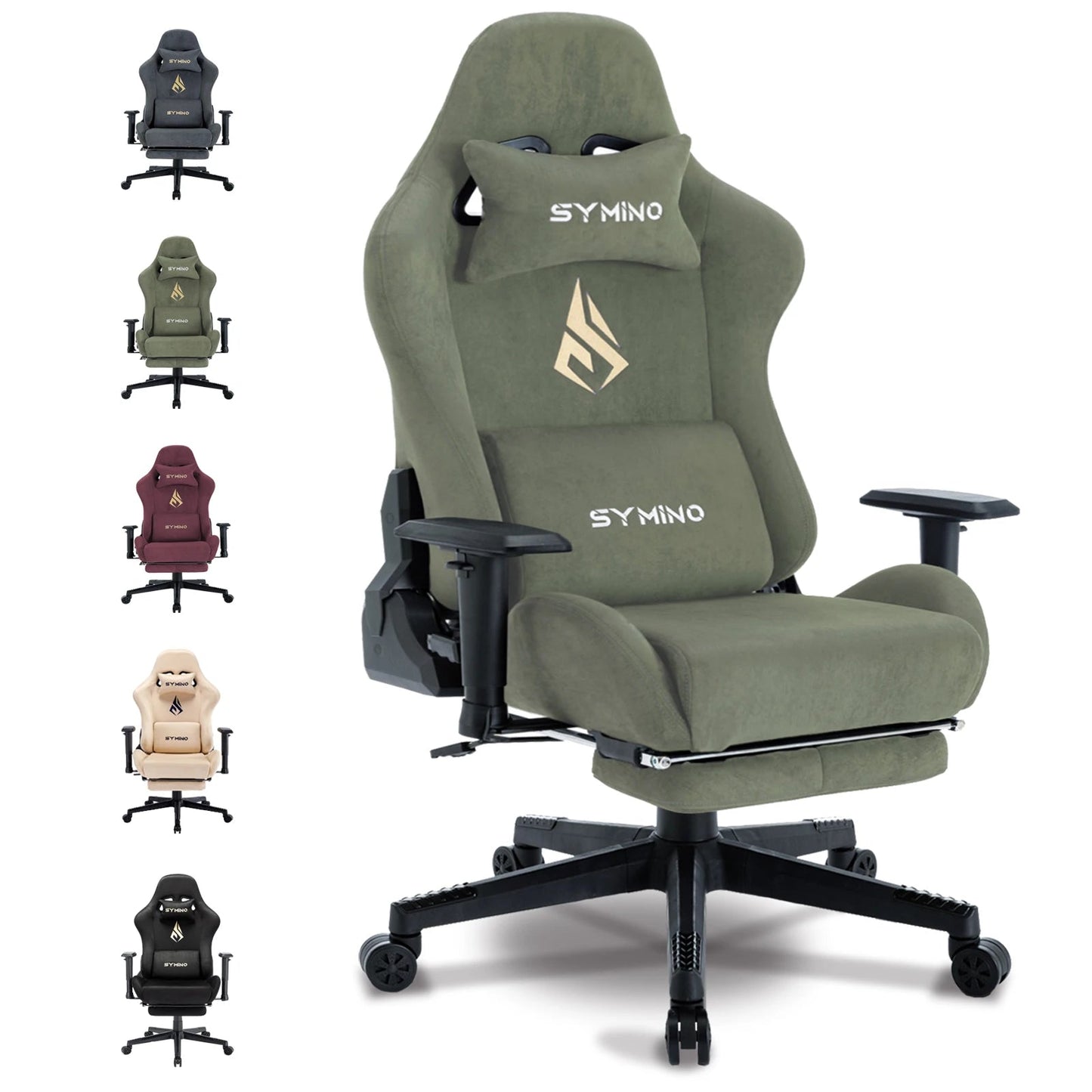 Silla para juegos Symino, silla ergonómica para jugadores con reposapiés, silla para PC transpirable con cojín lumbar ajustable, cojín para reposacabezas eprolo