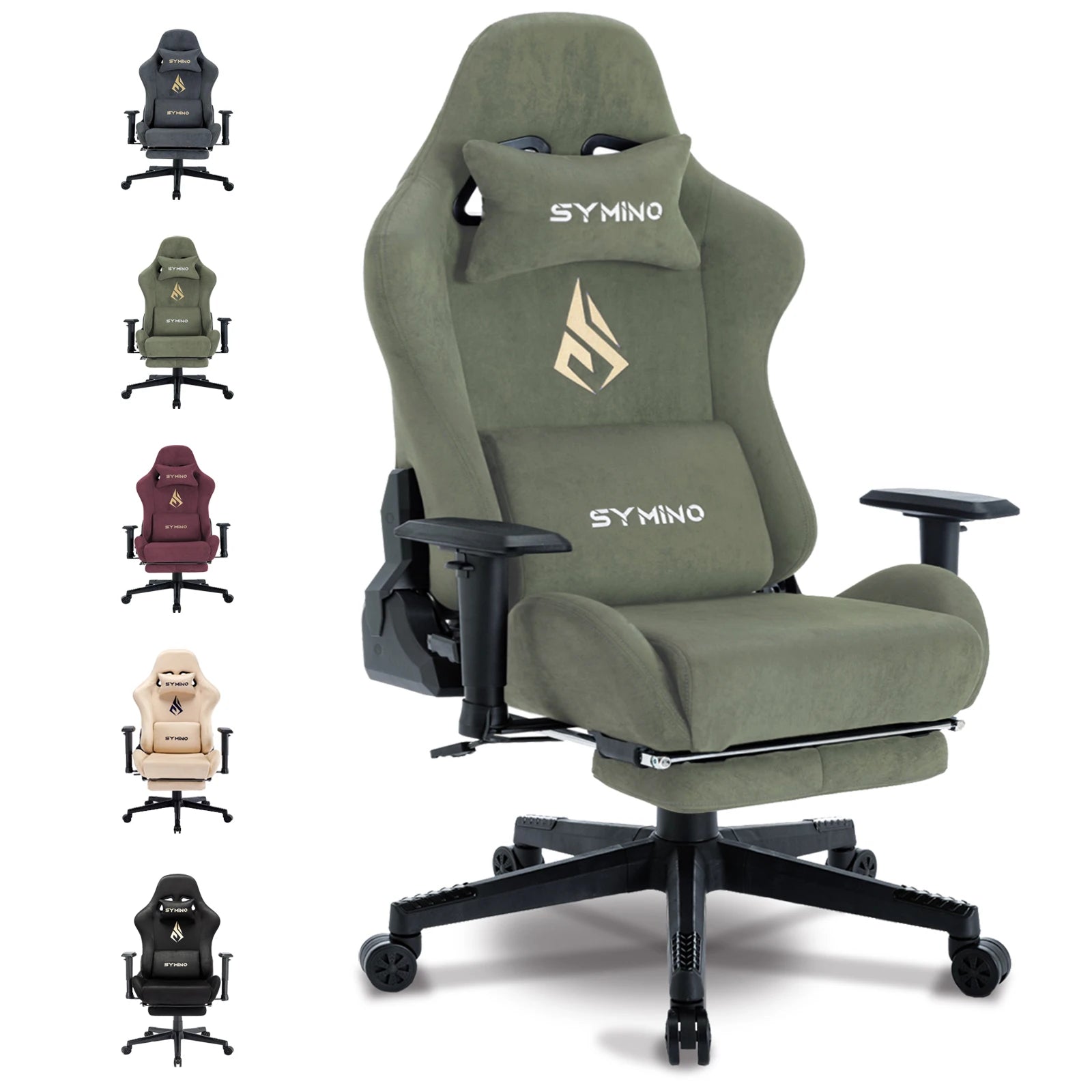 Silla para juegos Symino, silla ergonómica para jugadores con reposapiés, silla para PC transpirable con cojín lumbar ajustable, cojín para reposacabezas eprolo