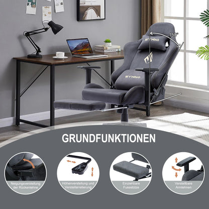 Silla para juegos Symino, silla ergonómica para jugadores con reposapiés, silla para PC transpirable con cojín lumbar ajustable, cojín para reposacabezas eprolo