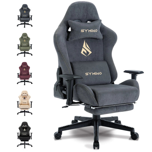 Silla para juegos Symino, silla ergonómica para jugadores con reposapiés, silla para PC transpirable con cojín lumbar ajustable, cojín para reposacabezas eprolo
