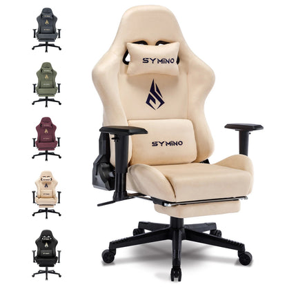 Silla para juegos Symino, silla ergonómica para jugadores con reposapiés, silla para PC transpirable con cojín lumbar ajustable, cojín para reposacabezas eprolo