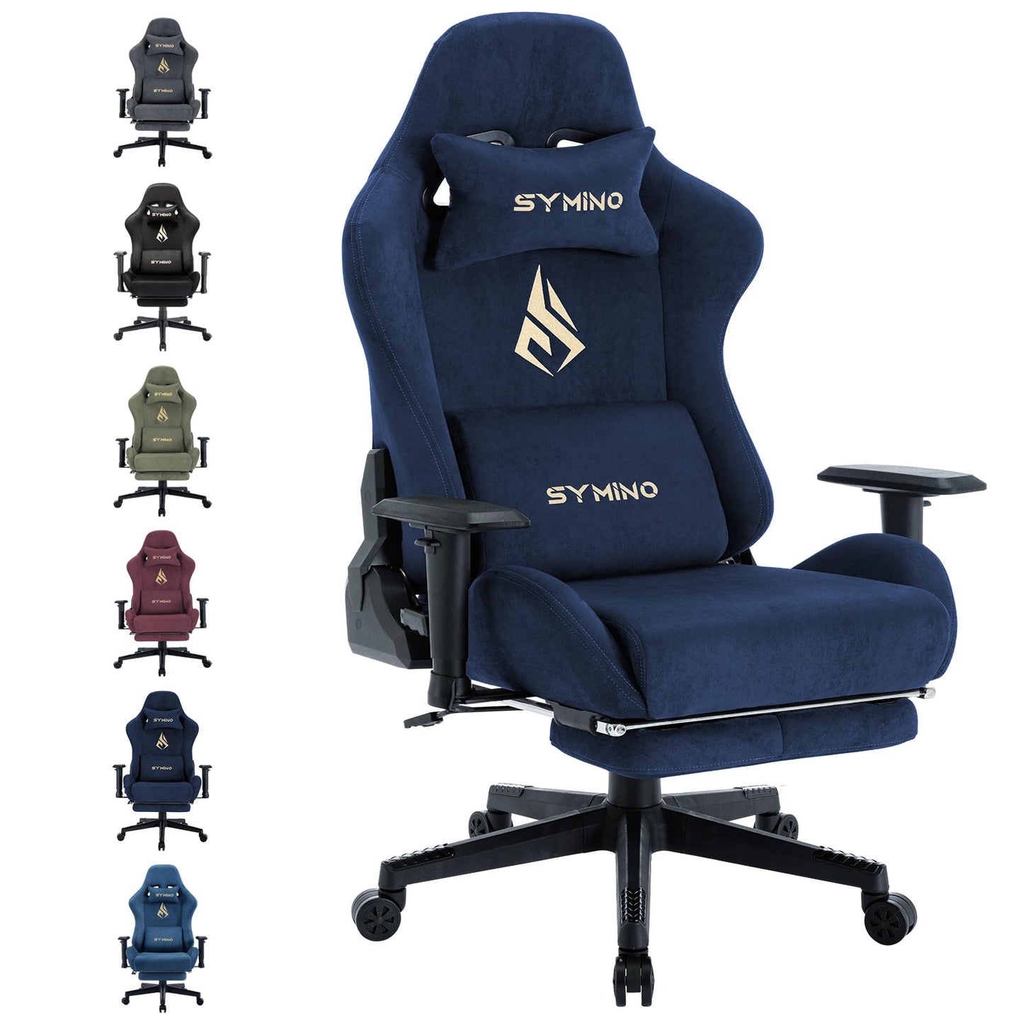 Silla para juegos Symino, silla ergonómica para jugadores con reposapiés, silla para PC transpirable con cojín lumbar ajustable, cojín para reposacabezas eprolo