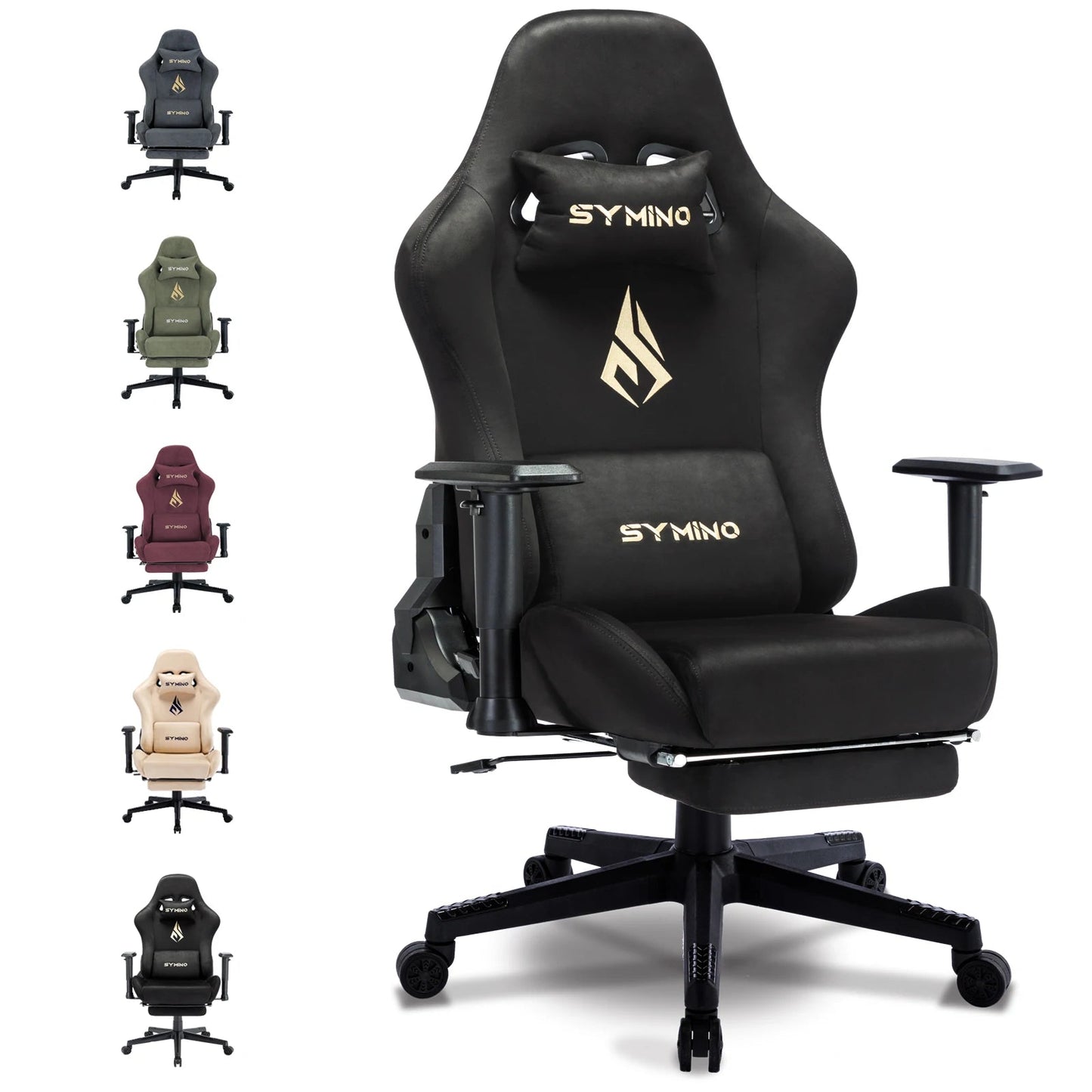 Silla para juegos Symino, silla ergonómica para jugadores con reposapiés, silla para PC transpirable con cojín lumbar ajustable, cojín para reposacabezas eprolo